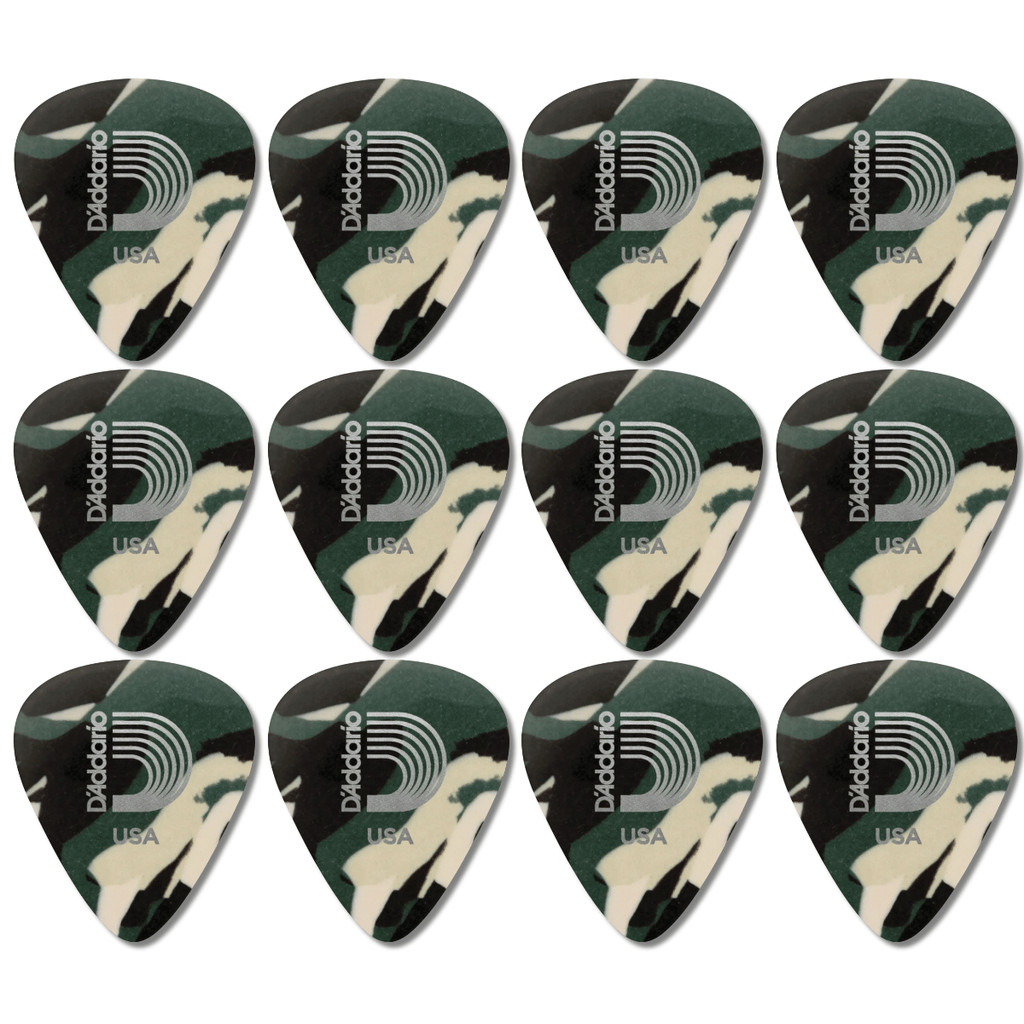 Kit 12 Palheta Celulóide Classic Camuflada D'Addario 1,25mm 1CCF7