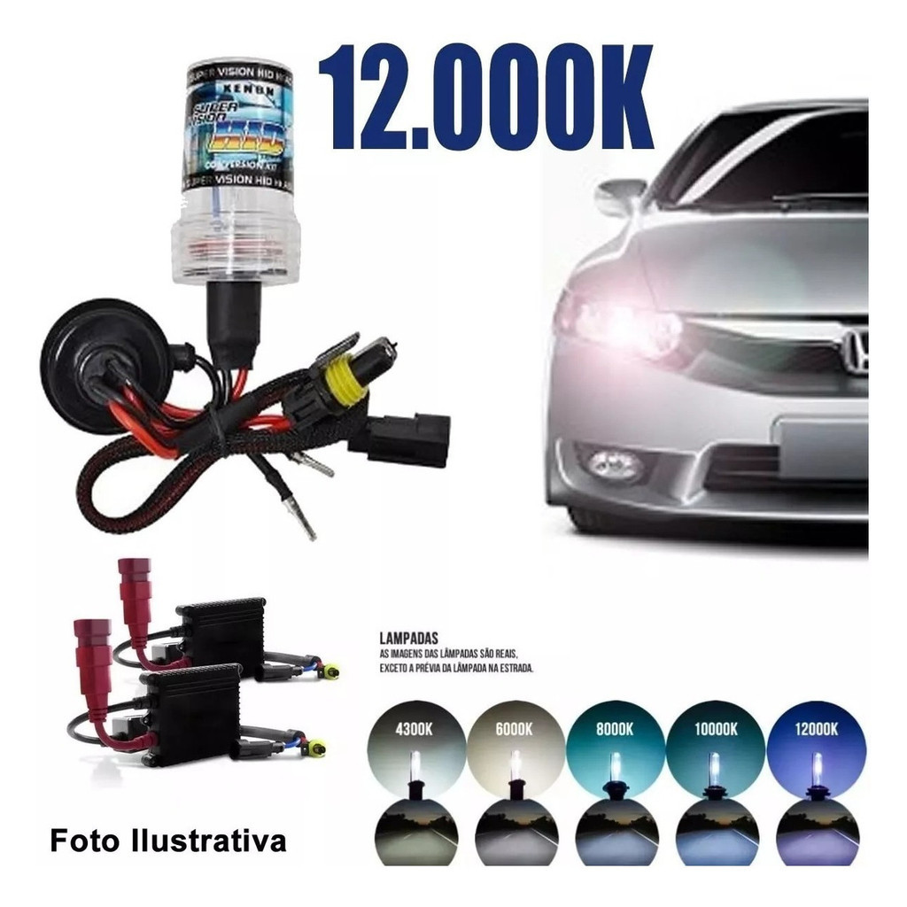 Xenon Automotivo H1 H3  H7 H11 Hb4 H27 12000k + 2 Brindes
