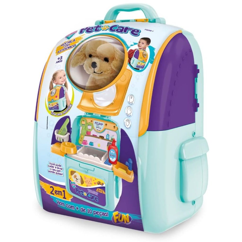 Mochila Pet Shop Care 2 Em 1 Gato Branco - F0058-1 FUN em Oferta na Shopee