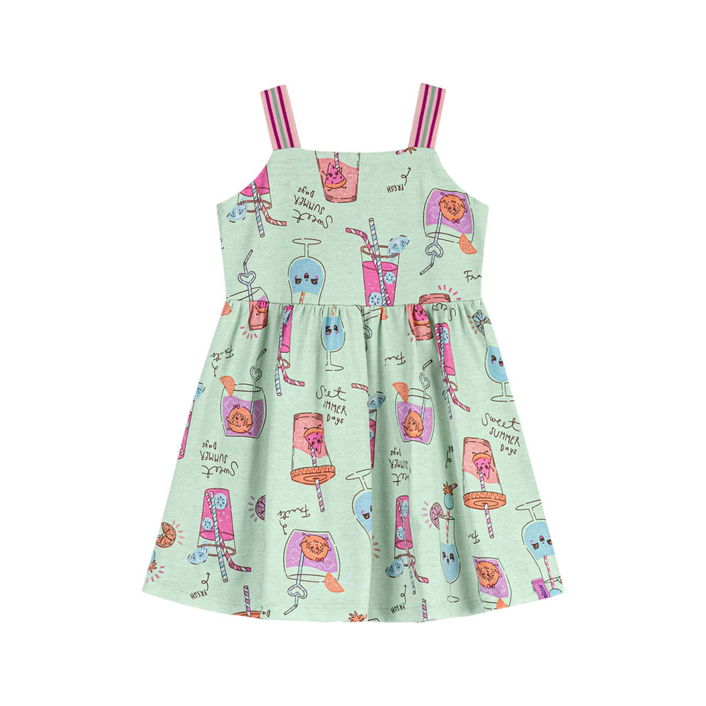 Vestido Infantil Menina Estampa Fresh Elian Verde