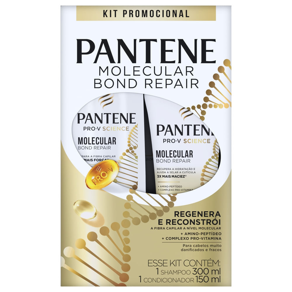 Kit Shampoo 300ml + Condicionador 150ml Pantene Pro-V Science Molecular Bond Repair em Oferta na Shopee