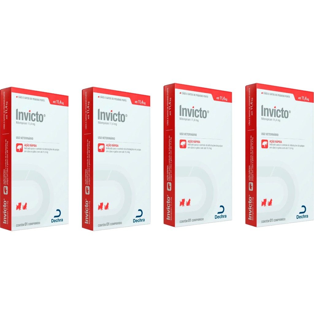 Invicto Antipulgas 11,4mg - 1 Comprimido - Dechra - 4 Unidades em Oferta na Shopee