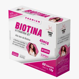 Biotina Health Labs Vitamina B7 com 60 Cápsulas em Oferta na Shopee