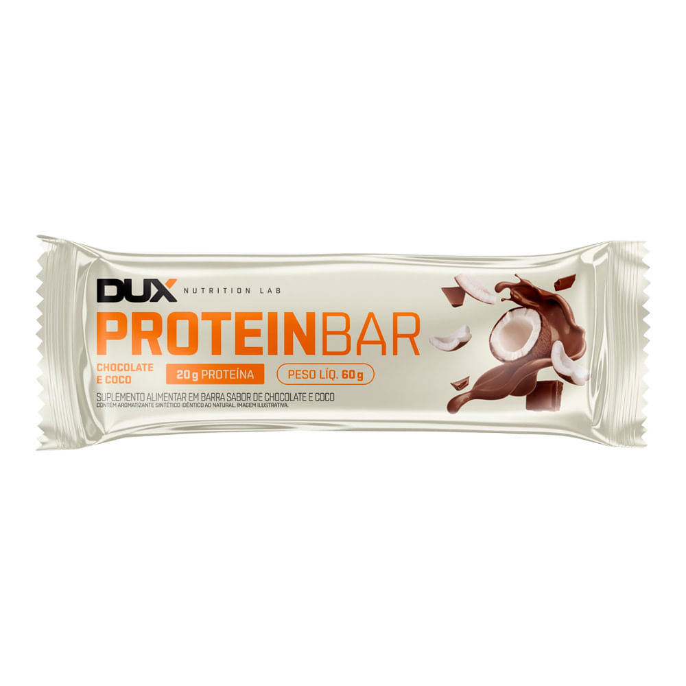 Barra de Proteína Dux Proteinbar Chocolate e Coco 20g de Proteína com 60g em Oferta na Shopee