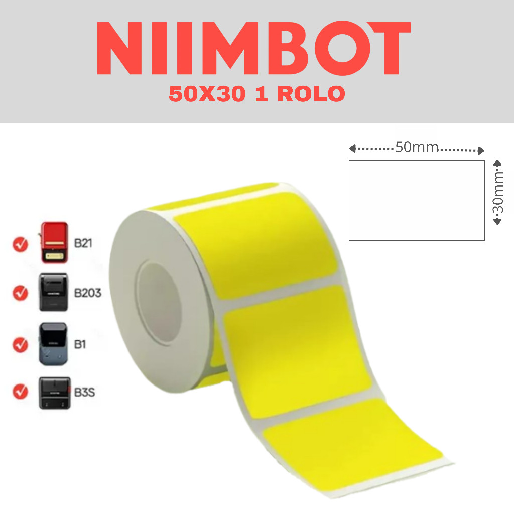 1 Rolo de etiqueta 50x30 amarela Niimbot para B1/B21 em Oferta na Shopee