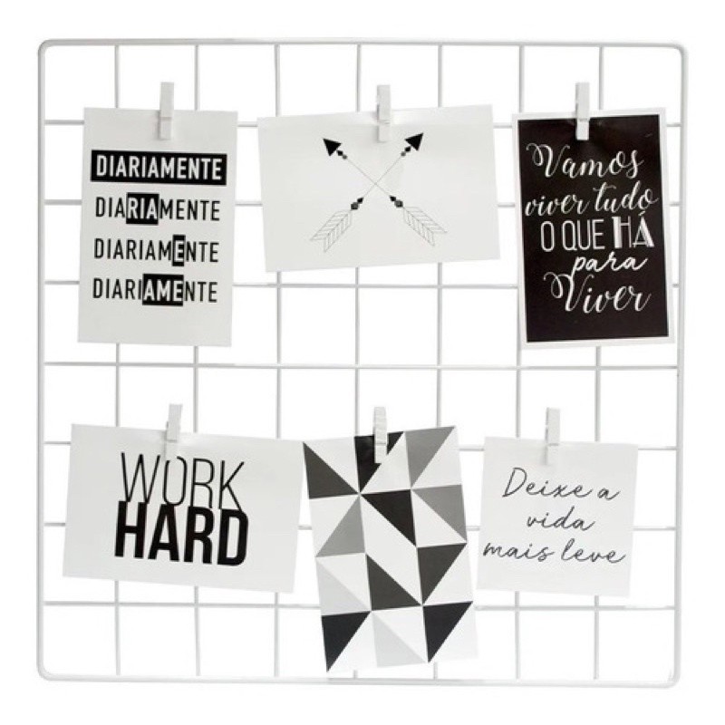 Grade para fotos tela aramada Memory Board 40x40 Rose Gold Cobre Marrom e 5 mini pregadores