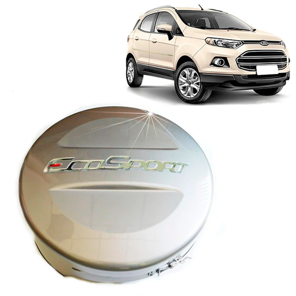 CAPA DE ESTEPE RIGIDA COM CADEADO PARA FORD ECOSPORT 2011/2020 ARO 15/16/17 COR PRATA RIVIERA