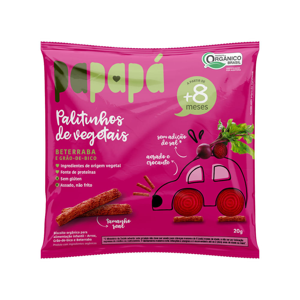 Palitinhos de Vegetais Papapá 8+ Meses Sabor Beterraba e Grão de Bico 20g em Oferta na Shopee