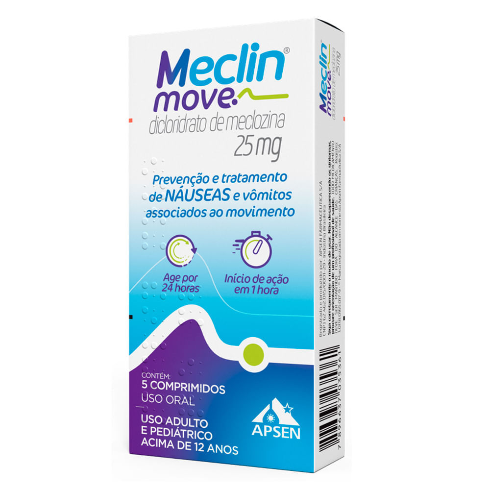 Meclin Move 25mg com 5 Comprimidos em Oferta na Shopee
