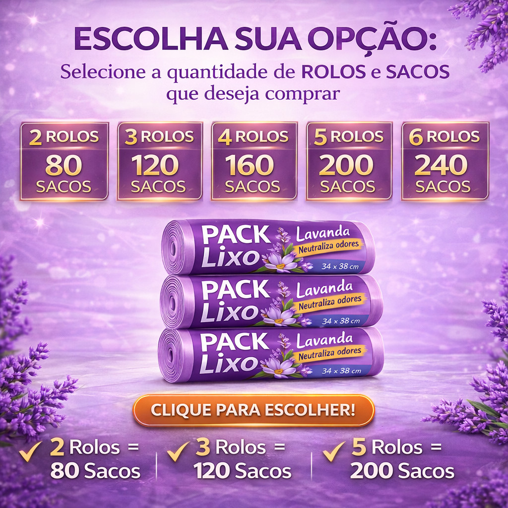 Saco de Lixo Perfumado Lavanda 34x38cm (Banheiro e Pia) | Escolha a Quantidade | Anti Odor em Oferta na Shopee