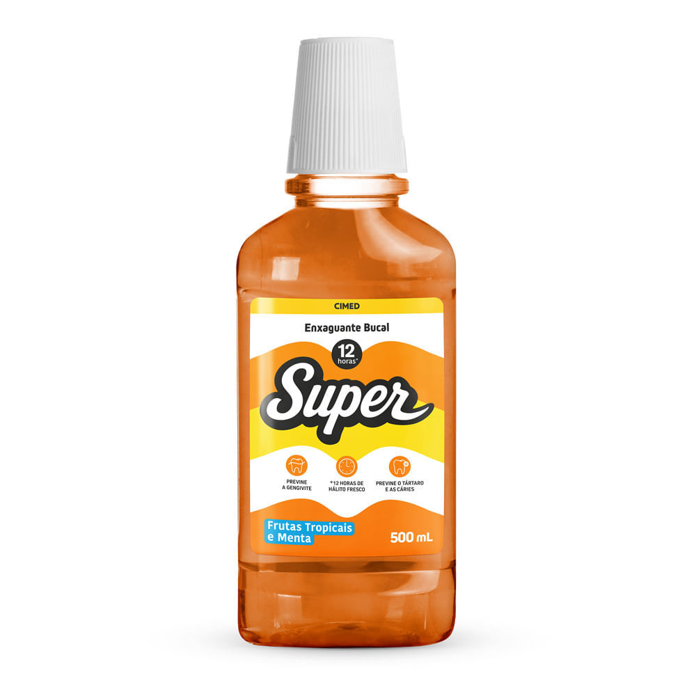 Enxaguante Bucal Super Sabor Frutas Tropicais e Menta 12 Horas 500ml em Oferta na Shopee