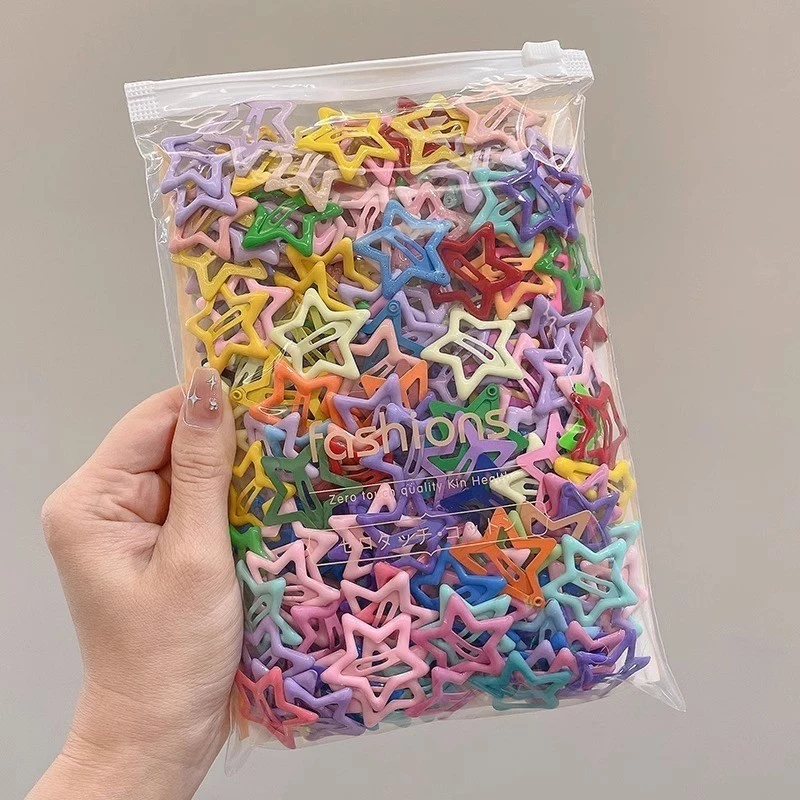 Kit 50 Peças Grampos De Cabelo Estrela Dopamina Cor Doce Para Mulheres Franja Lateral