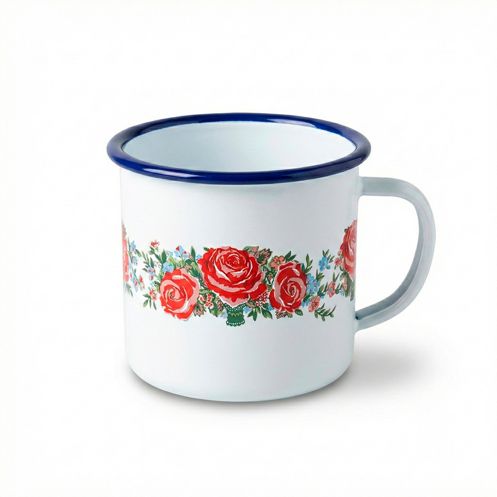 Caneca Esmaltada Agata Branca 150ml Nº6 Xícara Café Chá Retrô Fazenda Decoração Milla Pequena