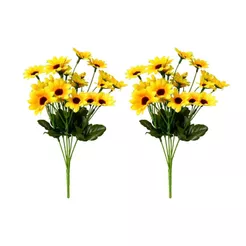 Kit 2 Buquês de Girassol Artificial Amarelo Flores Decoração