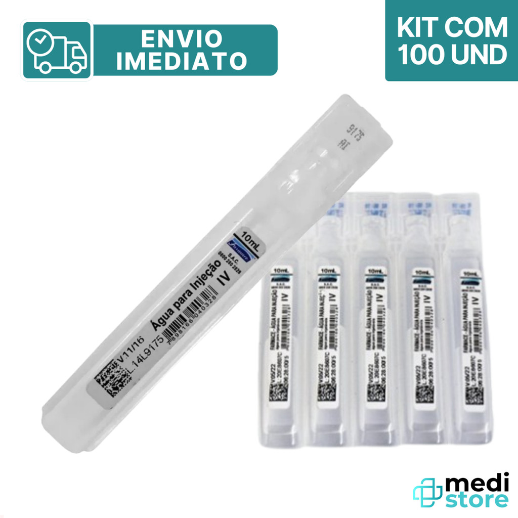 Água Destilada Estéril 10ml para Diluir Uso Clínico Hospitalar Laboratorial - Envio Imediato