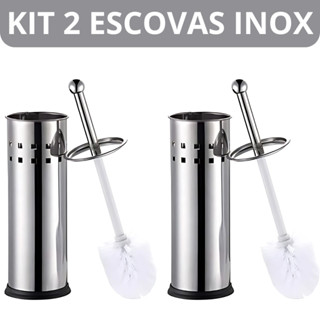 Kit 2 Escova Sanitária Vaso Inox Sanitário com Suporte Aço Limpeza em Oferta na Shopee