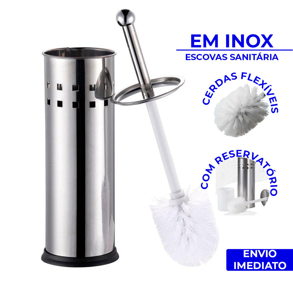 Escova De Vaso Sanitário De Inox Com Base Para Banheiro em Oferta na Shopee