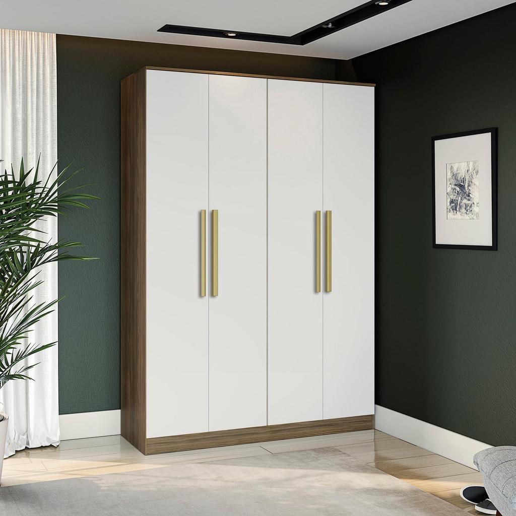 Guarda-Roupa 4 Pts 2 Gvts Kappesberg Adapt Nogueira/Branco em Oferta na Shopee
