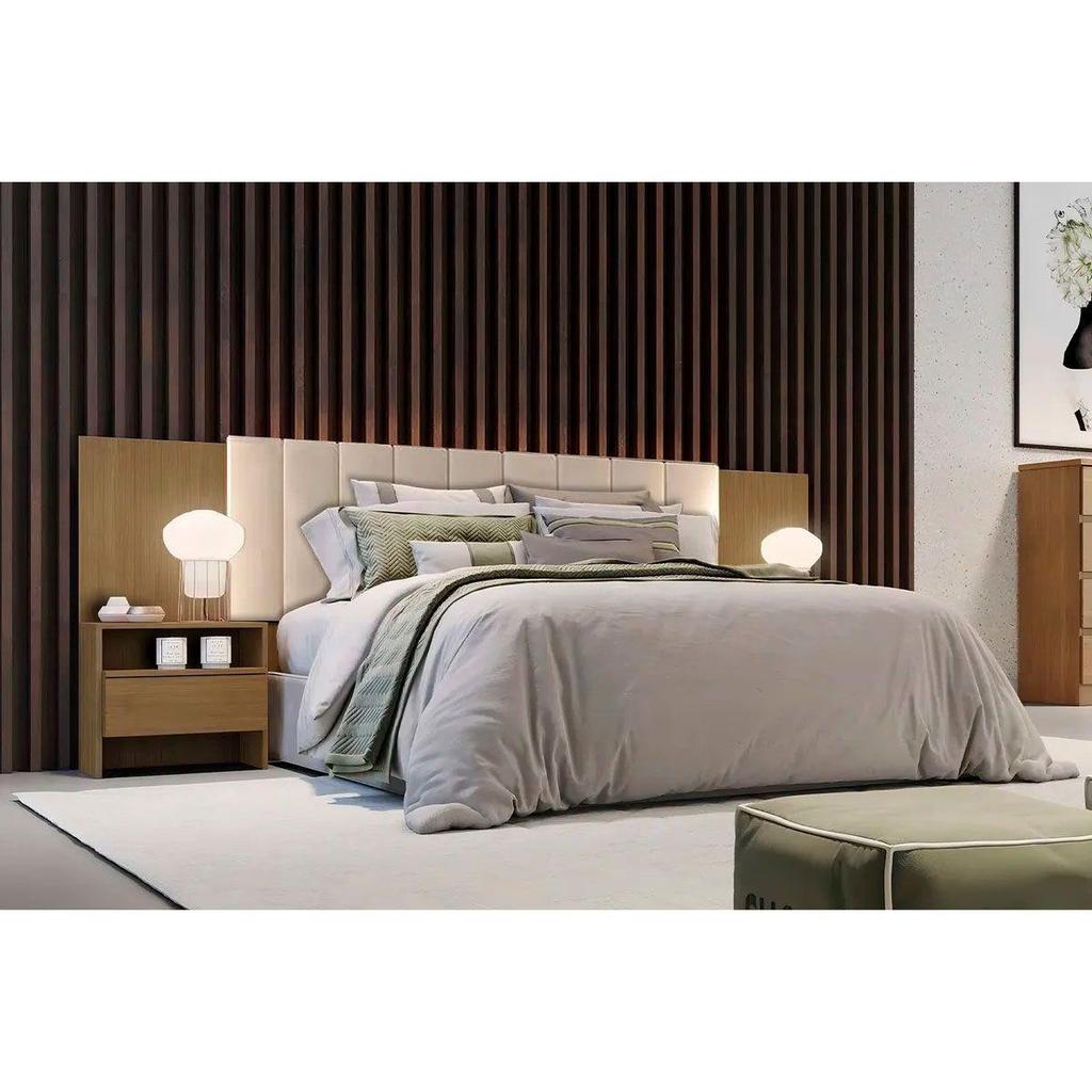 Cabeceira Cama Box Madeirado Cor Cumaru Casal Everest Plus 2 Mesas c/ 2 Gavetas Cumaru - Novo Horizonte em Oferta na Shopee