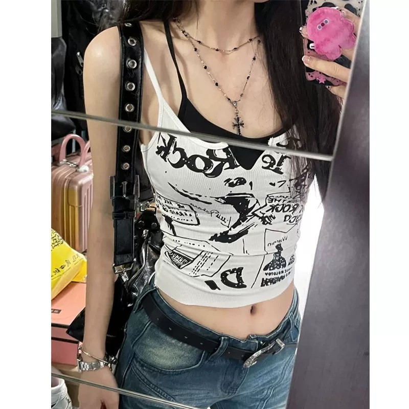 Europeu americano Sexy roupa interior y2k quente menina pequena camisola feminina verão americano curto exterior wear im