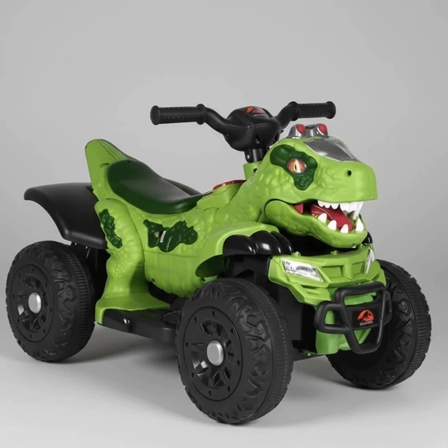 Quadriciclo Elétrico Infantil 6V Dinossauro T Rex Verde Bateria Recarregável Passeio Andador Kids