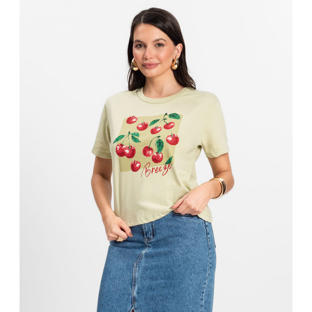 Camiseta Manga Curta Feminina Meia Malha Rovitex Verde em Oferta na Shopee