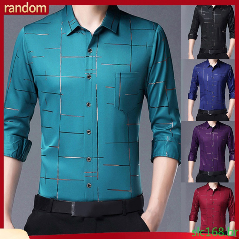 Camisa Social de Cetim de Outono RAN 99869 5MUK