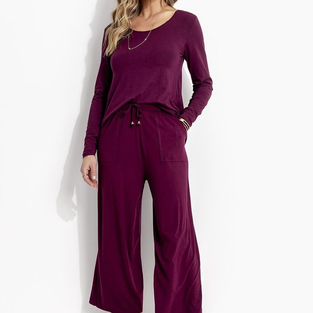 Blusa Em Malha De Viscose Bordô Quintess