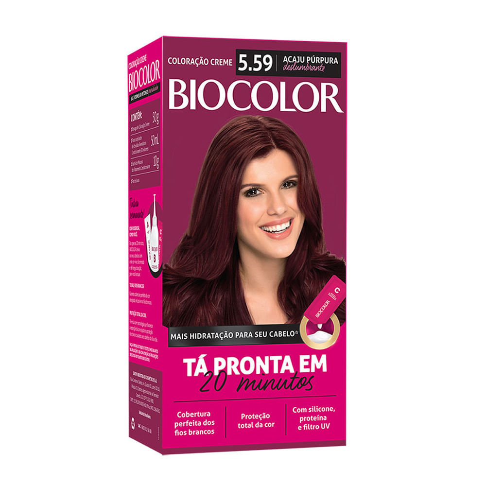 Tinta de Cabelo Biocolor Mini Kit Acaju Púrpura 5.59 em Oferta na Shopee