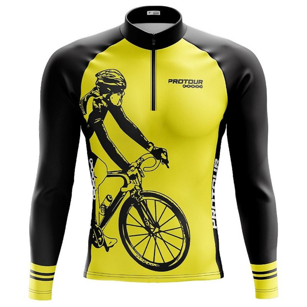 Camisa Ciclismo Masculina Dryfit Proteção UV Bike MTB Speed Bike Amarela Colors
