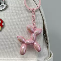 Chaveiro Metal - Cachorro Balão - Rosa Bebê Furta-Cor - 5x4,5cm - 1 unidade - Rizzo