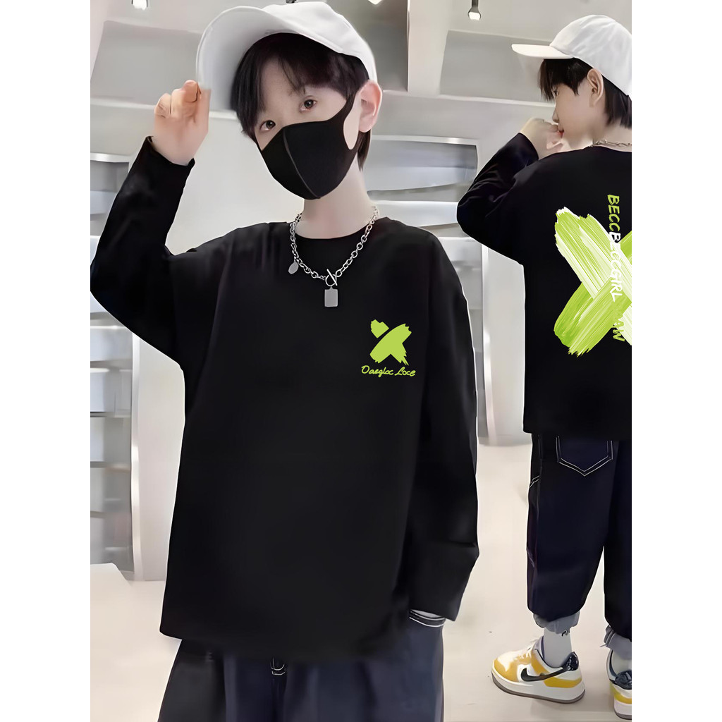 Crianças roupas infantis meninos de manga comprida camiseta puro algodão primavera outono crianças médio grande crianças