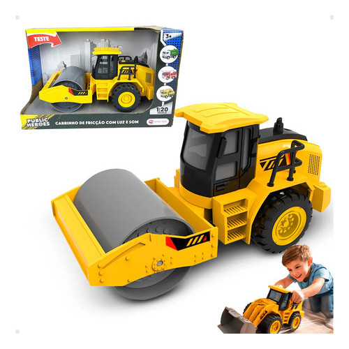 Brinquedo Caminhão de Construção Rolo Compressor com Luz e Som - Tiggy