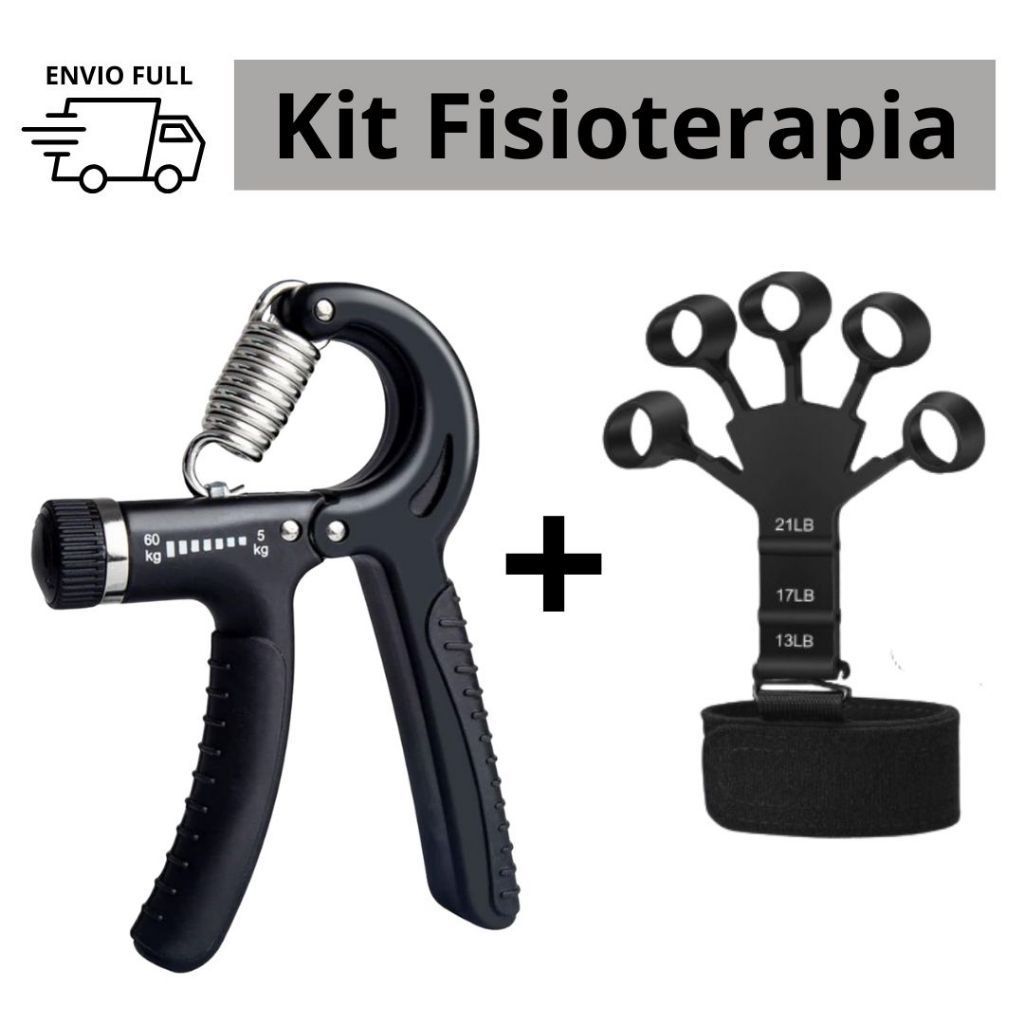 Kit Hand Grip de Dedo + Flexor de Punho Ajustável Fisioterapia Exercício para Mãos