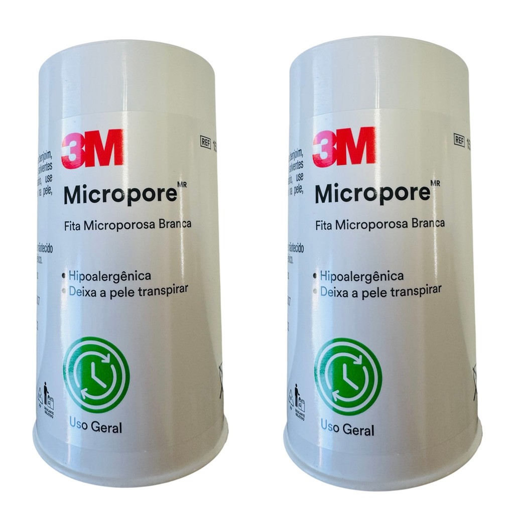 Kit 2 Fitas Micropore 3M Branca 100x10m Ref 1530