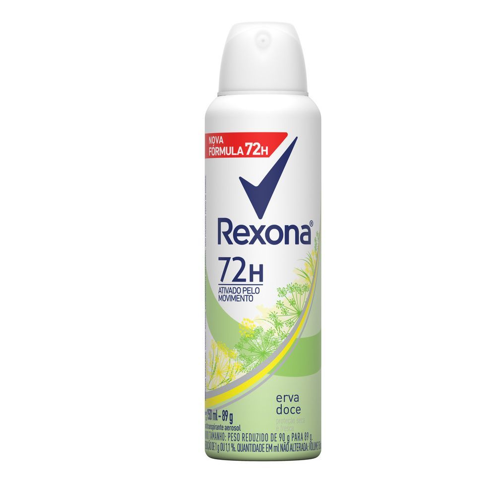 Desodorante Antitranspirante Aerosol Feminino Rexona Erva Doce 72 horas 150ml em Oferta na Shopee