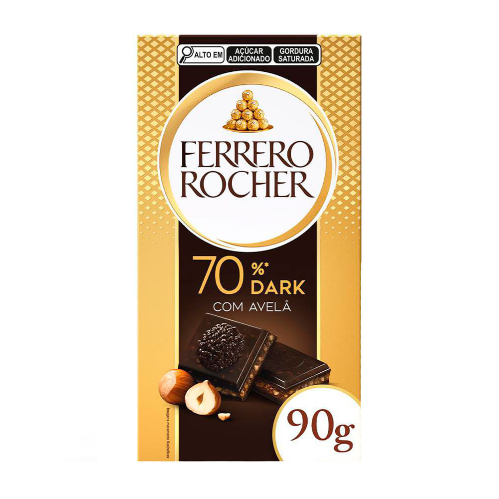 Chocolate Ferrero Rocher Tablete Dark 55% com Avelã 90g em Oferta na Shopee