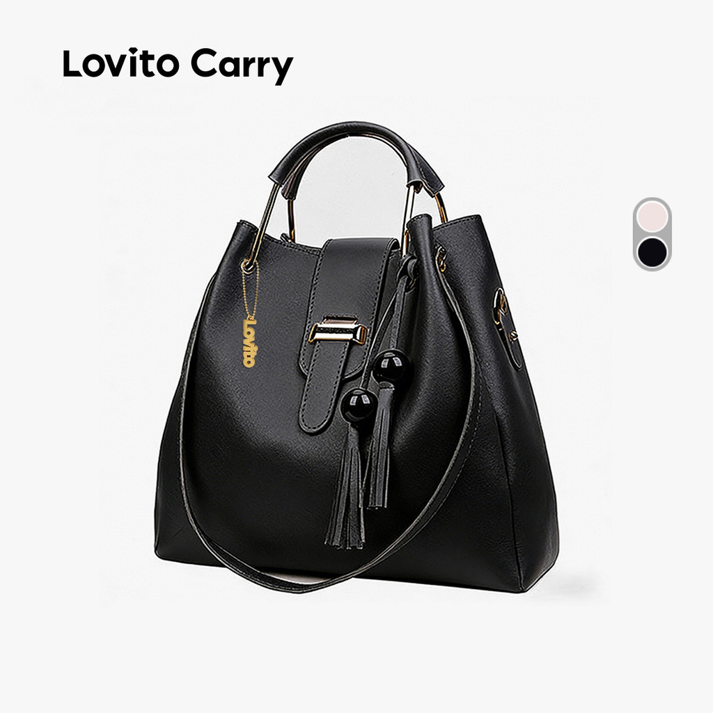 (Lovito Carry) Conjunto Feminino Casual Com 3 Peças: Bolsa De Mão Bolsa De Ombro E Carteira LR30E058 em Oferta na Shopee