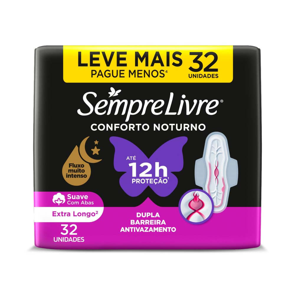Absorvente Externo Sempre Livre Conforto Noturno Suave 32 Unidades Leve Mais Por Menos em Oferta na Shopee