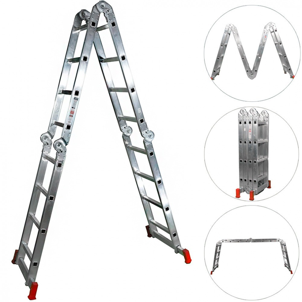 Escada multifuncional de aluminio 4x4 16D. 13 em 1 Botafogo