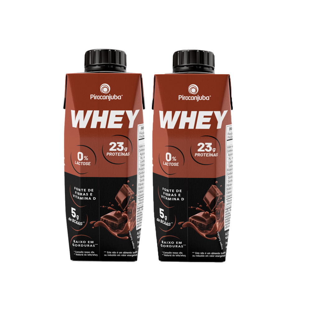Kit 2 Bebida Láctea Piracanjuba Whey Zero Lactose com 23g de Proteína Sabor Cacau 250ml em Oferta na Shopee