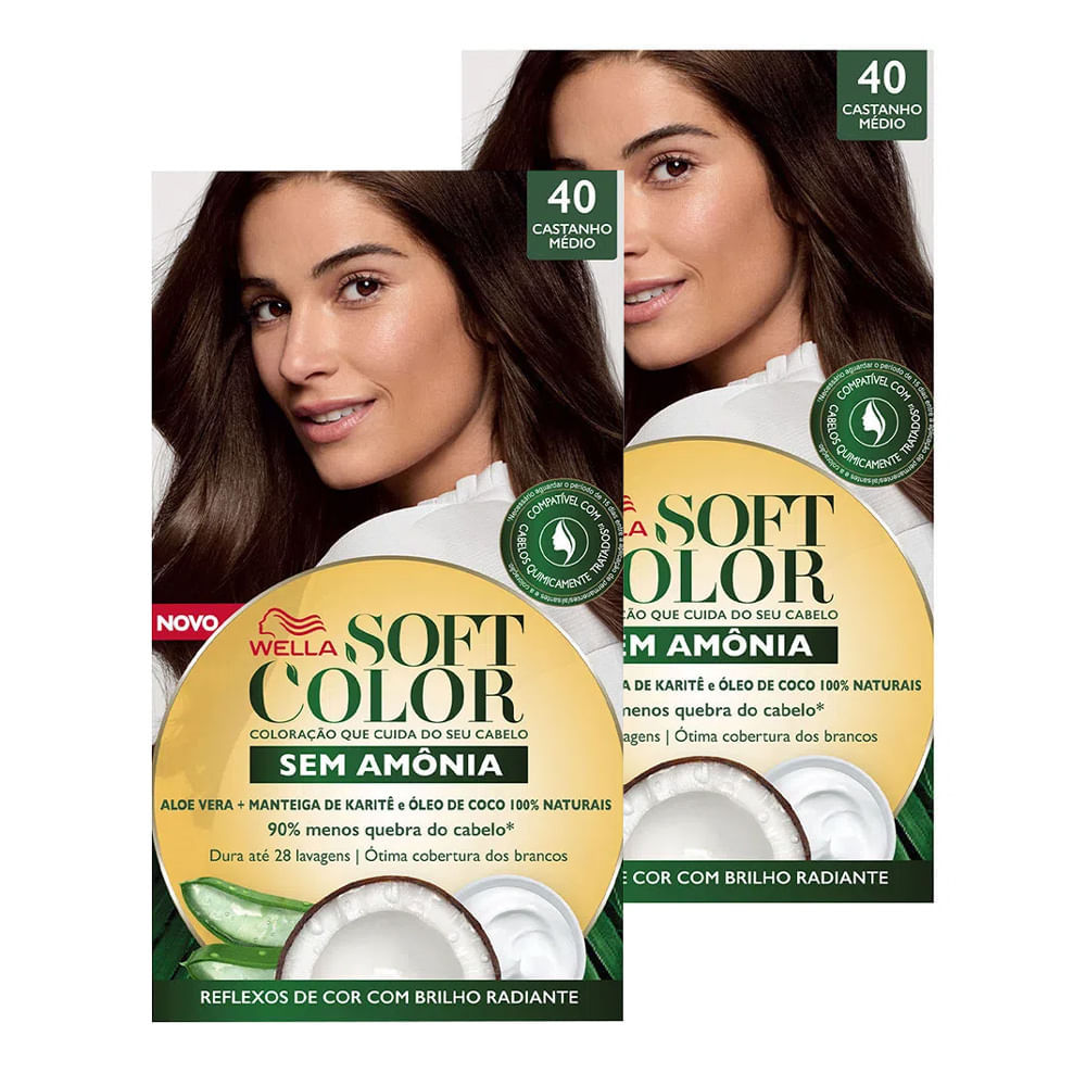 Kit 2 Tintura Soft Color Sem Amônia Castanho Médio 40 Kit em Oferta na Shopee