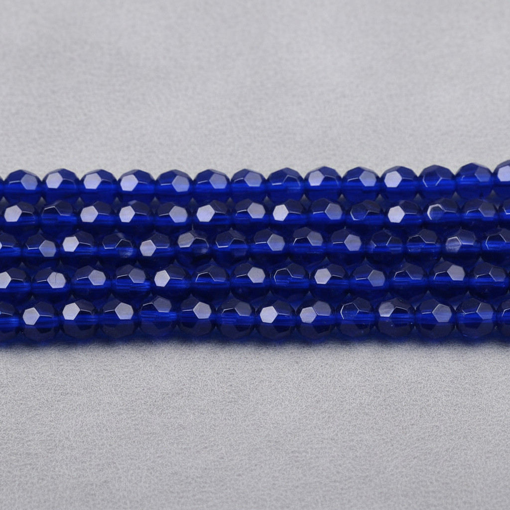 100 Contas De Cristal Vidro Azul Escuro 8mm Fio De Conta