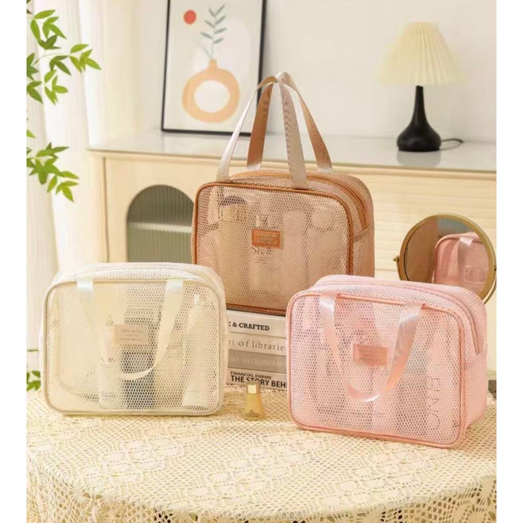Necessaire Bolsa Portátil Grade Transparente Para Viagem Cosméticos Produtos De Higiene Pessoal em Oferta na Shopee