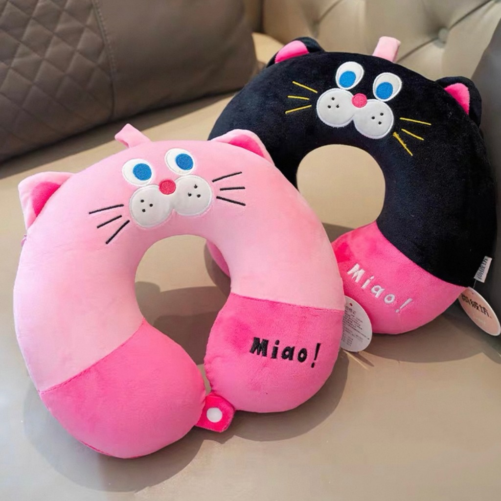Travesseiro de Pescoço Gatinho Fofo Almofada de Viagem Confortável 30×30cm