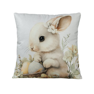 Capa Almofada Coelinho com Ovos Páscoa - Aveludada 43x43cm em Oferta na Shopee