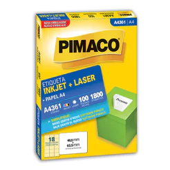 Etiqueta inkjet/laser A4361 com 100 folhas Pimaco