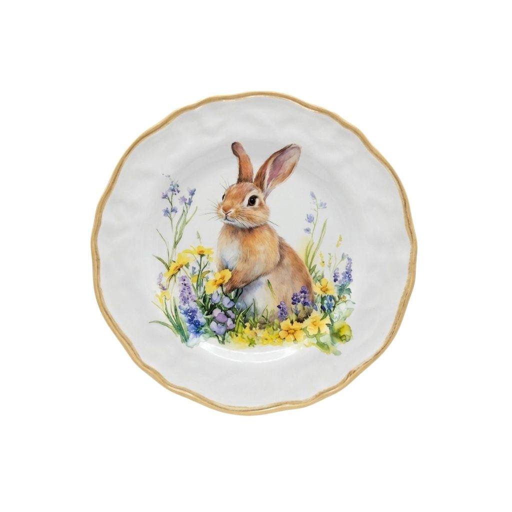 PRATO DE SOBREMESA COELHO AMARELO MELAMINA 22CM TOK DA CASA