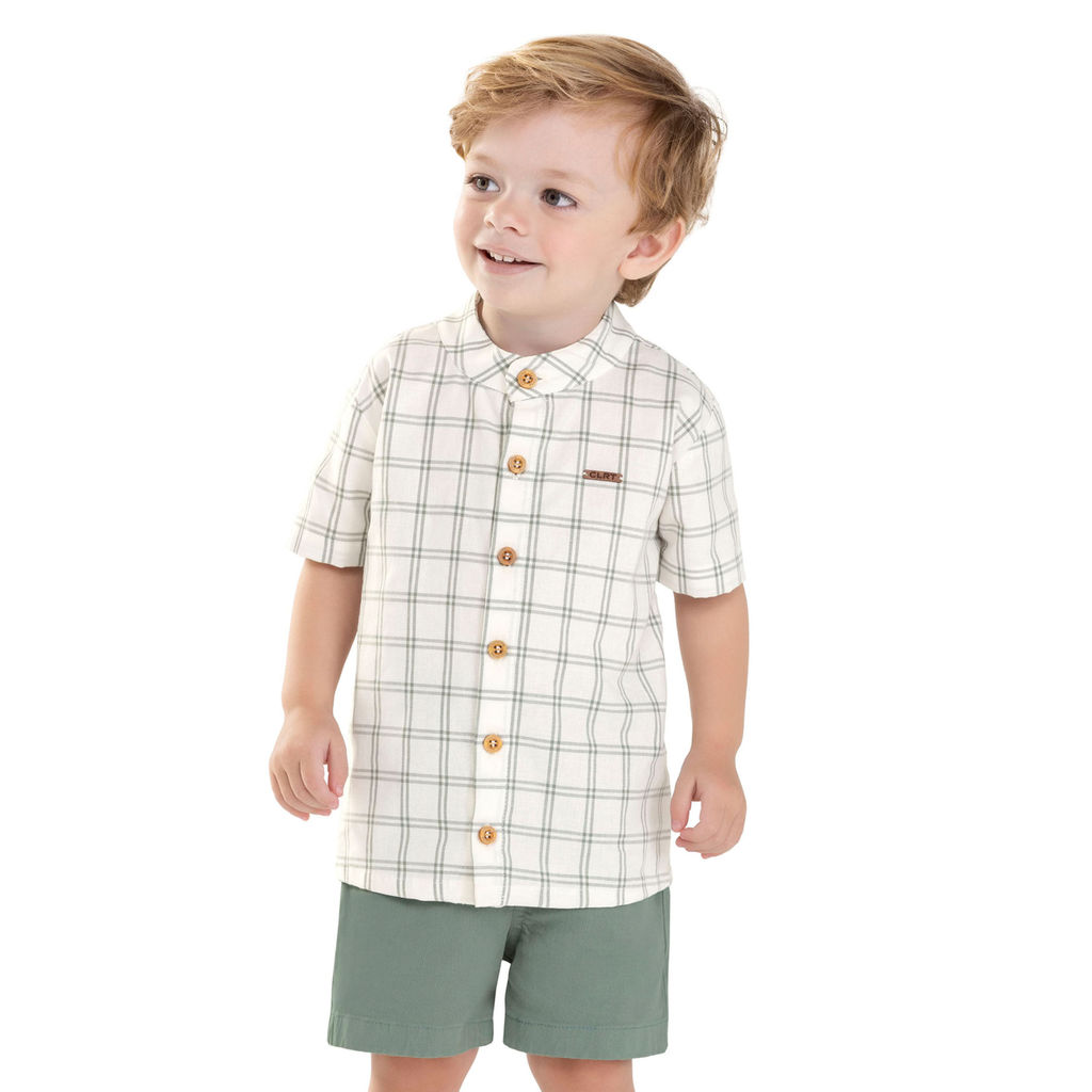 Conjunto Infantil Menino Camisa Xadrez Colorittá Bege