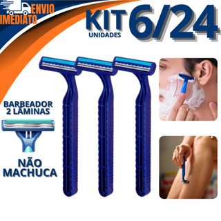 Kit 6/12/18/24 Barbeador Descartavel 2 Lâminas Unissex Barbeadores Não Machuca Pele em Oferta na Shopee